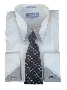 Modena Uomo Two-tone French Cuff Dress Shirt